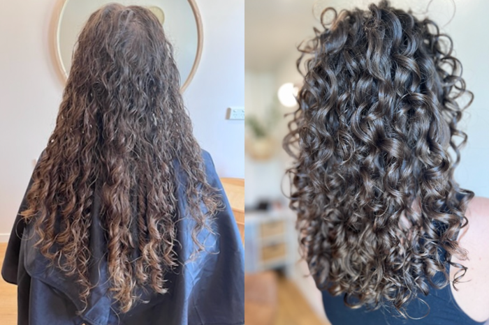 Before and after curly hair