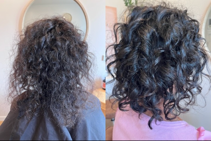 Before and after curly hair