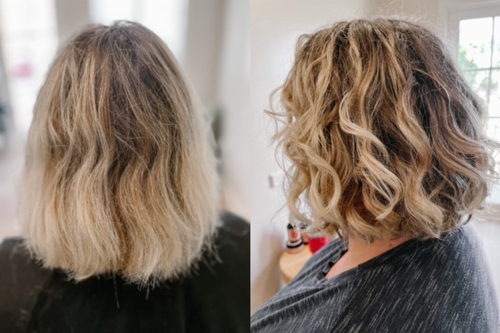 Before and after curly hair