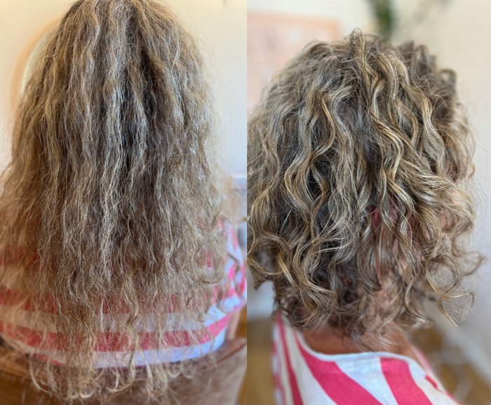 Before and after curly hair