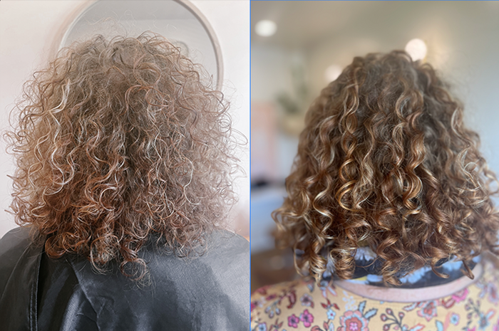 Before and after curly hair